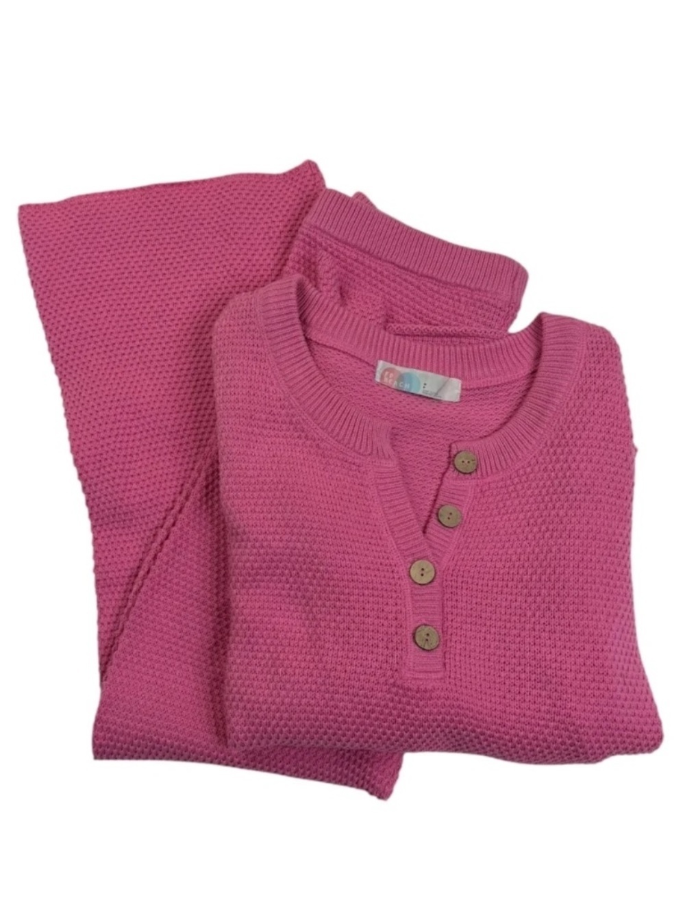 Free People Hailee Waffle Knit Lounge Set Pink Small 2 Piece